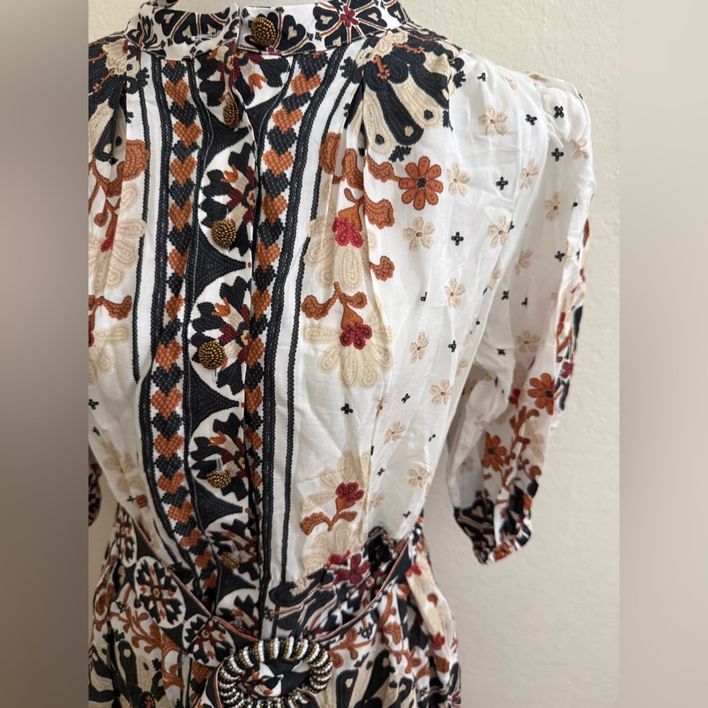 FARM Rio Flower Fan Tapestry Off-White Mini Dress - Picture 4 of 6